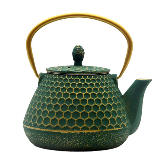 34oz Small Cast Iron Teapot with Enameled Interior, 1000ml Green Tea Pot with Infuser for Loose Tea, Tea Kettle for Stovetop
