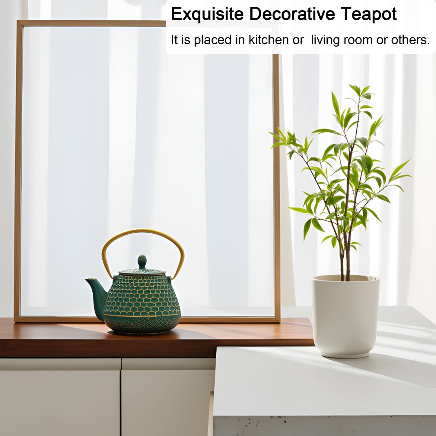 34oz Small Cast Iron Teapot with Enameled Interior, 1000ml Green Tea Pot with Infuser for Loose Tea, Tea Kettle for Stovetop