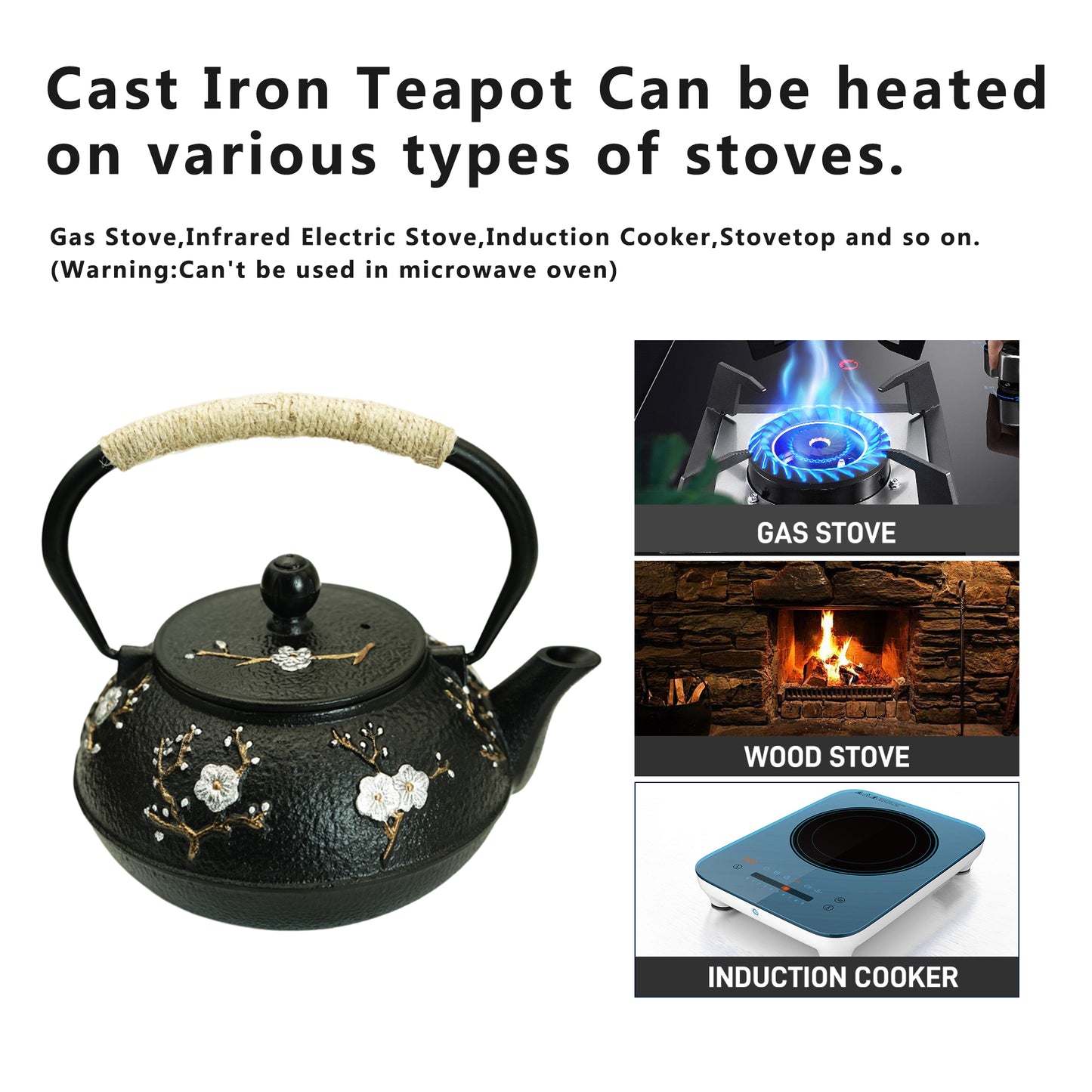 SECHUDO 27oz Cast Iron Teapot, 800ML Teapot for Stovetop Safe Coated with Enameled Interior,Japanese Beautiful Tea Kettle with Stainless Steel Infuser for Loose Tea